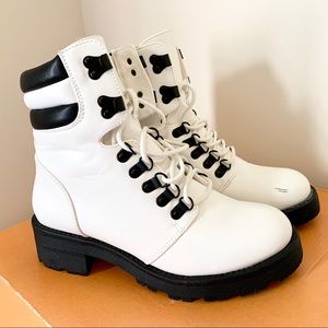Women’s White Combat Boots